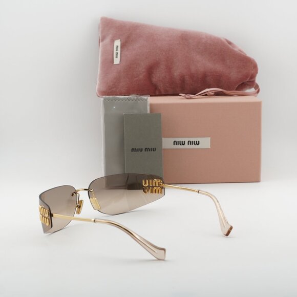 Miu Miu MUA51S 5AK20P Rectangle Sunglasses – Gold\\Bronze Mirror Gradient main image 4